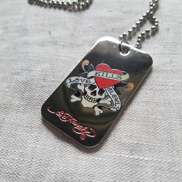 ed hardy dog tag necklace